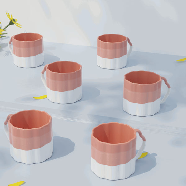 Tritone Pink Frontier Tea Cups Set of 6 - The Earth Store - Cup Sets